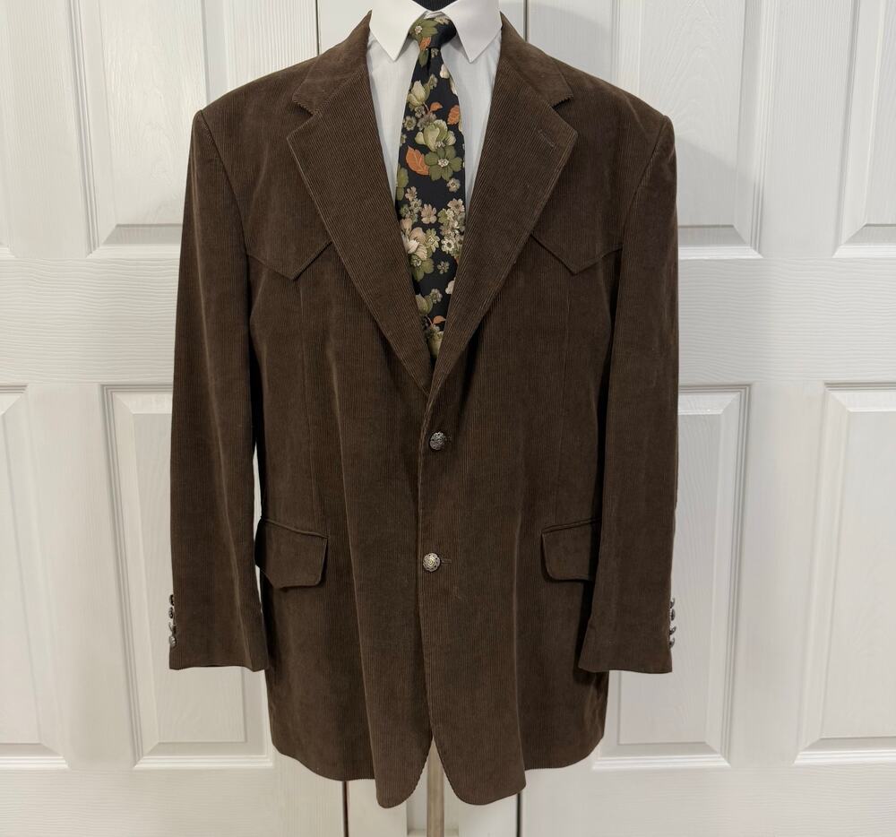 J.G. Hook Men's Brown Corduroy Western Elbow Patch Sportscoat Size 48L